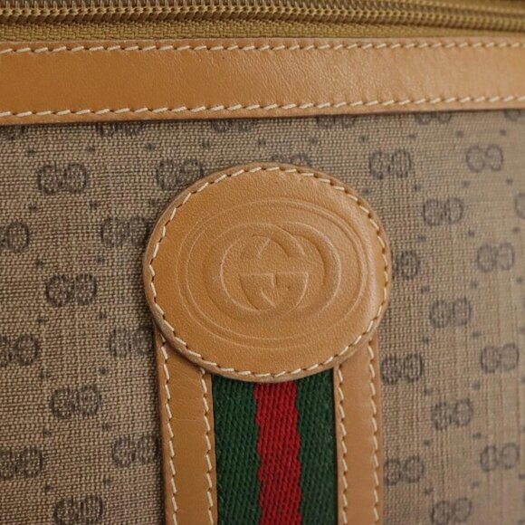 GUCCI Micro GG Supreme Web Sherry Line Shoulder Bag PVC Beige Red Auth th5563 - Picture 12 of 16
